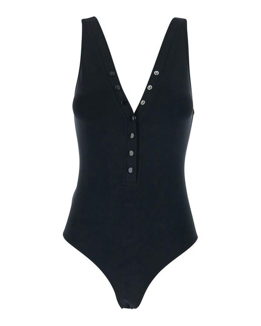 Eres Women's Blue 'icone' Black Swimsuit With Stud Embellishments And V Neck In Tech Fabric Woman