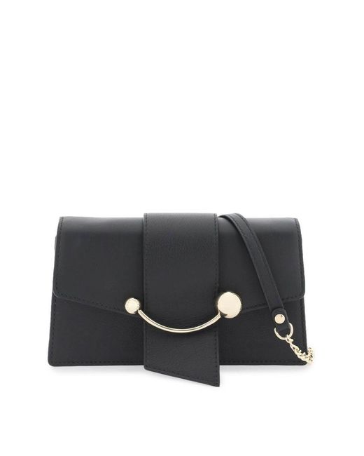 Strathberry Black 'crescent On A Chain' Crossbody Mini Bag