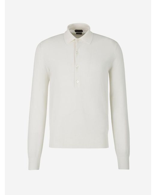 Tom Ford White Silk And Cotton Polo for men