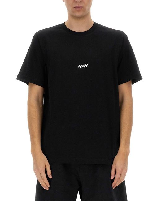 MSGM Black Cotton Tshirt for men