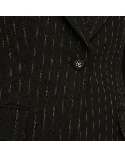 Dolce & Gabbana Black Dolce&Gabbana Single-Breasted Pinstripe Jacket In