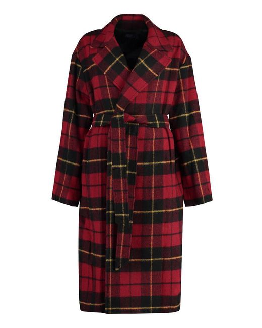 Polo Ralph Lauren Checked Wool Coat in Red Lyst UK