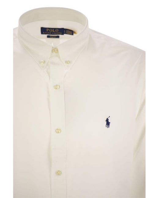 Polo Ralph Lauren White Slim-Fit Stretch Poplin Shirt for men