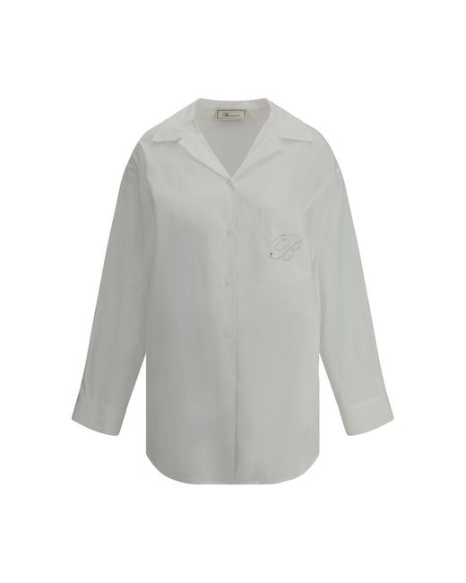 Blumarine Gray Shirt With Strassed Logo