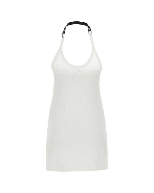 Courreges White Ribbed Jersey Mini Dress