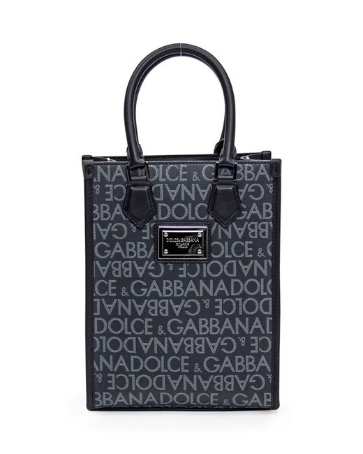 Dolce & Gabbana Blue Jacquard Shopping Bag for men