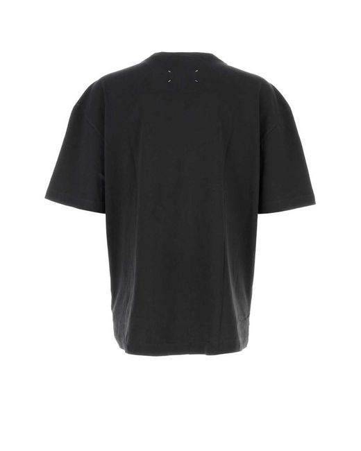 Maison Margiela Black Short-Sleeve T-Shirt With Embossed Detailing for men