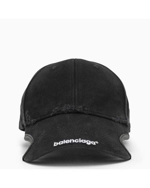 Balenciaga Black Baseball Cap With Logo for men