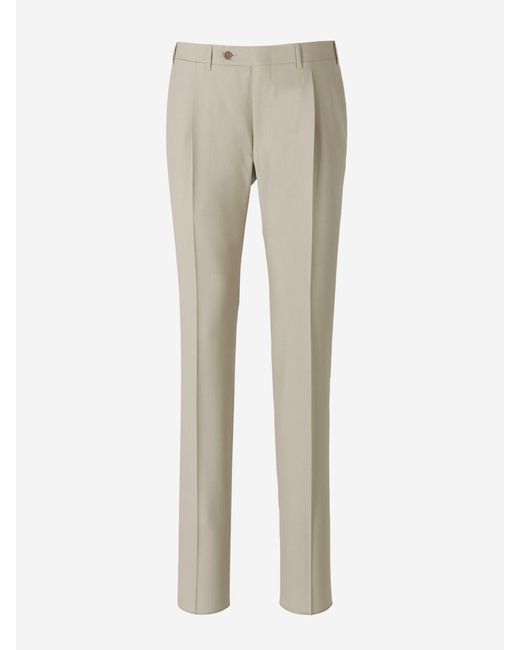 Canali Natural Wool Pleated Trousers for men
