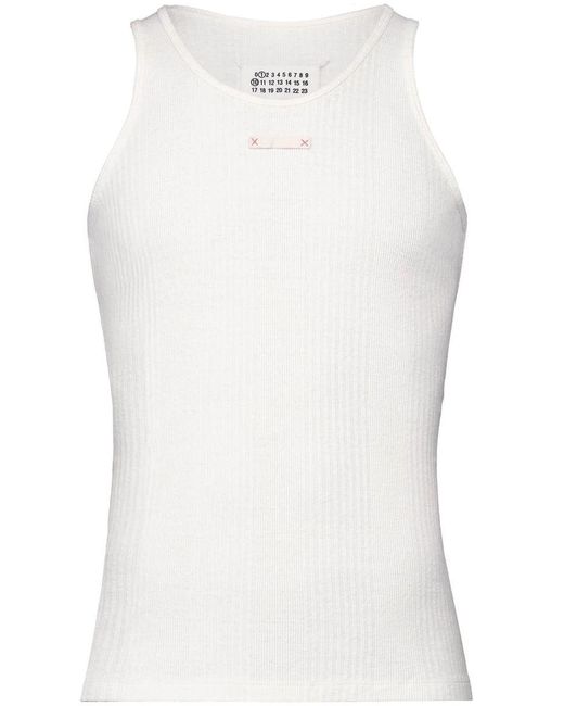 Maison Margiela White Tank Top With Application for men