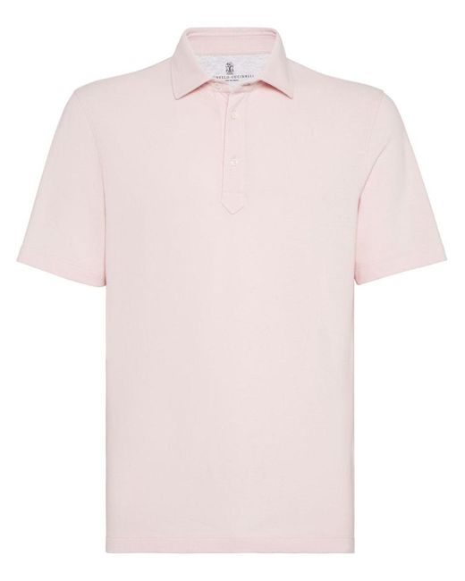 Brunello Cucinelli Pink Cotton Piquet Polo Shirt for men