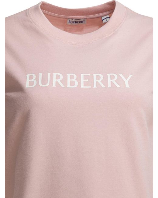 Burberry Pink Cotton T-Shirt With Logo