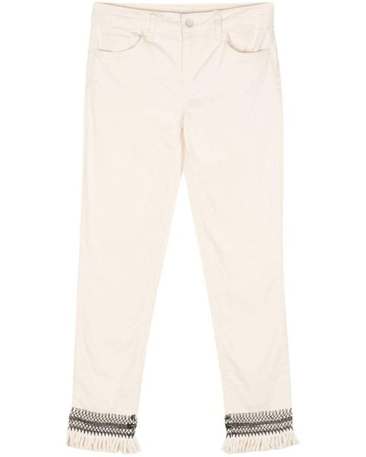 Liu Jo White Stretch Cotton Jeans With Fringes