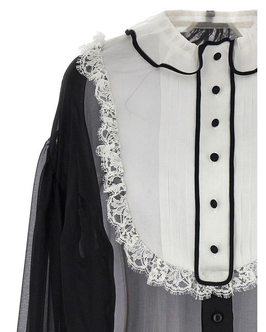 Dolce & Gabbana Black Chiffon Blouse With Plastr