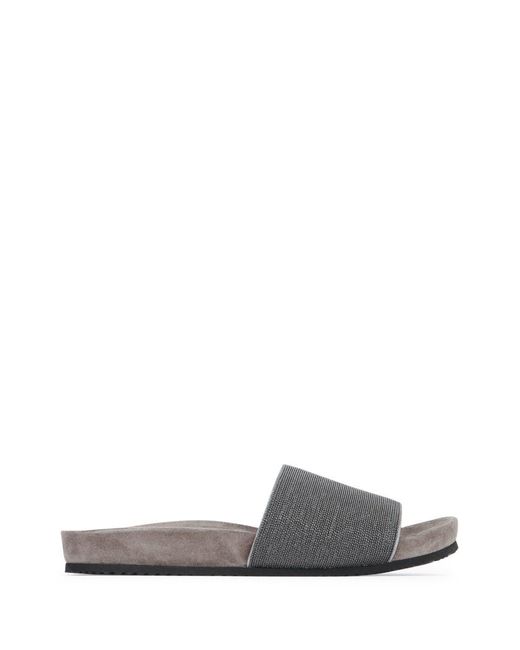 Brunello Cucinelli Gray Pair Of Slippers