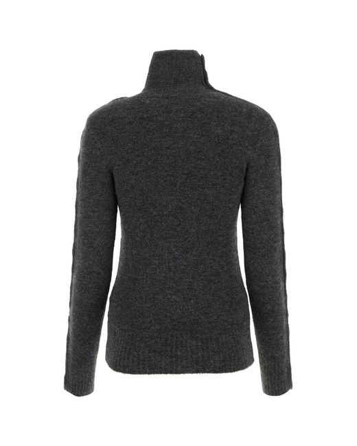 Isabel Marant Black Anthracite Nylon Blend Malo Sweater