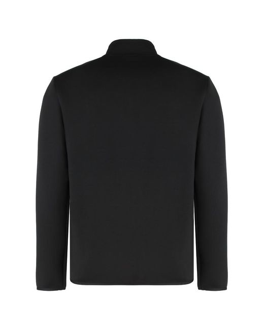 EA7 Black Techno Fabric Full-Zip Sweatshirt for men