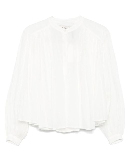 Rohe White Pleated Ramie Top