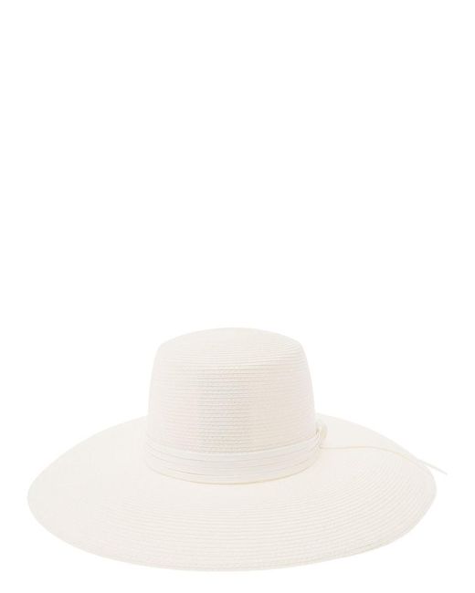 Alberta Ferretti White Wide Hat