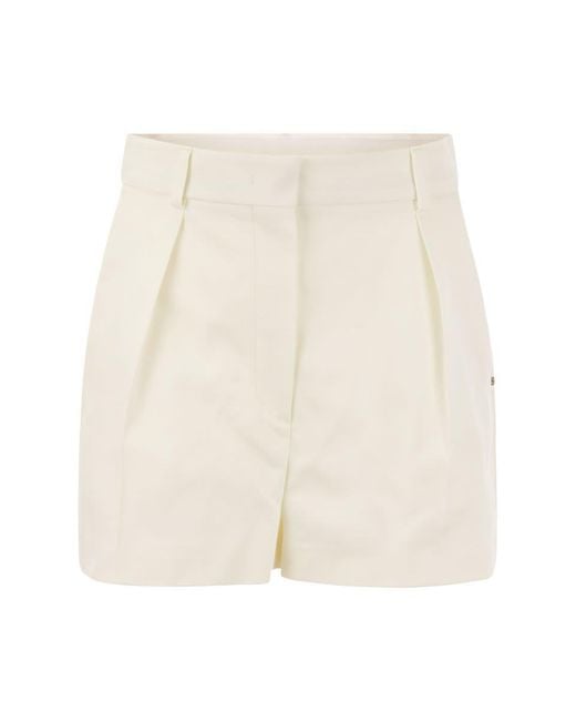 Sportmax White Unico - Washed Cotton Shorts