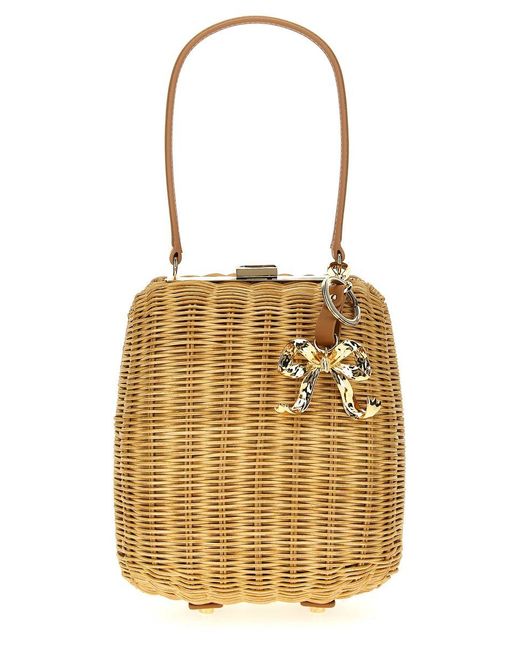 Self-Portrait Natural Rattan Bag With Keychain' Handbag