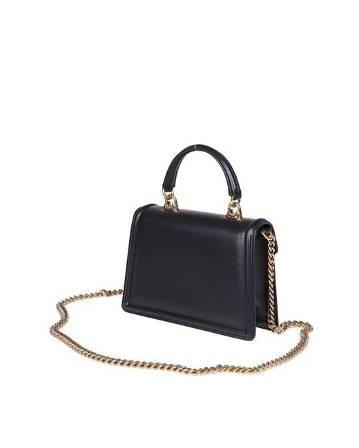 Dolce & Gabbana Blue Small Devotion Handbag In Black Leather