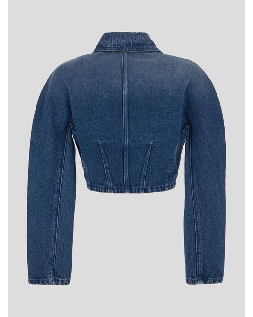 Versace Blue Rounded Crop Denim Jacket