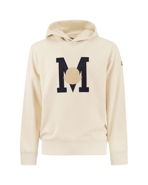 Moncler Natural Hoodie With Monogram for men