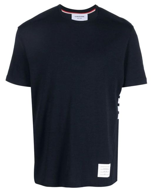Thom Browne Blue 4-Bar Logo-Patch T-Shirt for men
