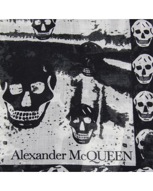 Alexander McQueen Black And Silk Blend Scarf for men