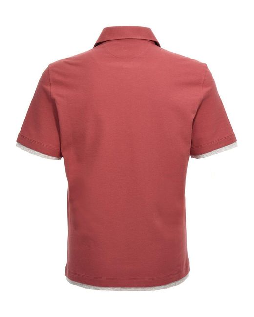 Brunello Cucinelli Red Polo Shirts for men