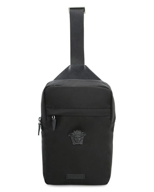 Versace Black La Medusa Nylon One-shoulder Backpack for men