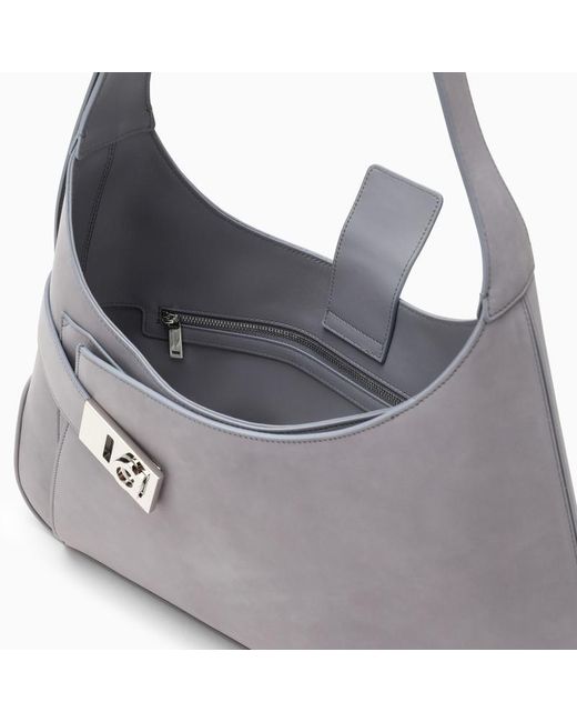 Ferragamo Gray Grey Leather Shoulder Bag