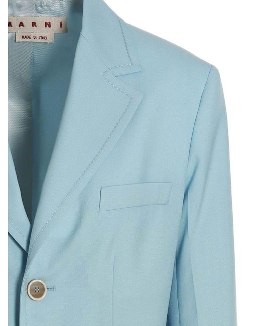 Marni Blue Single-Breasted Blazer Jacket