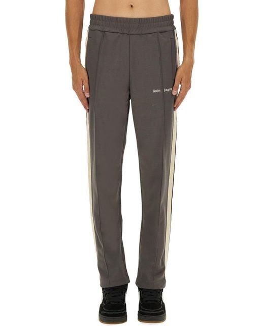 Palm Angels Gray Jogger Pants With Logo for men