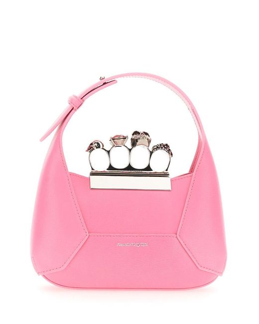 Alexander McQueen Pink Jewelled Mini Hobo Bag