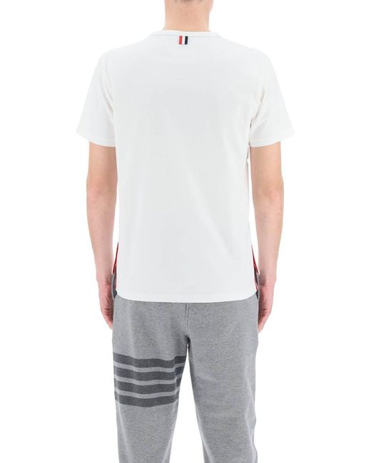 Thom Browne White T-shirt With Tricolor Pocket for men