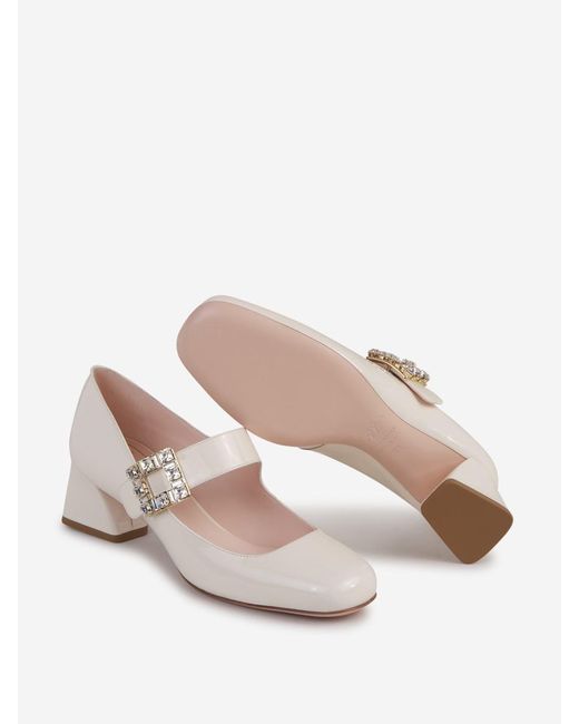 Roger Vivier White Buckle Mary Jane Shoes