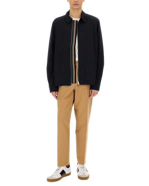 Paul Smith Blue Shirt Jacket With Zip Front Closure for men