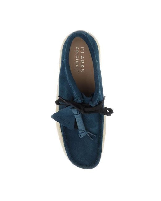 Clarks Blue Wallabee Cup Lace Up Shoes for men