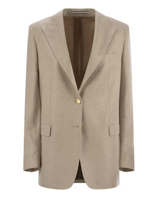 Tagliatore Natural Two-Button Silk Jacket