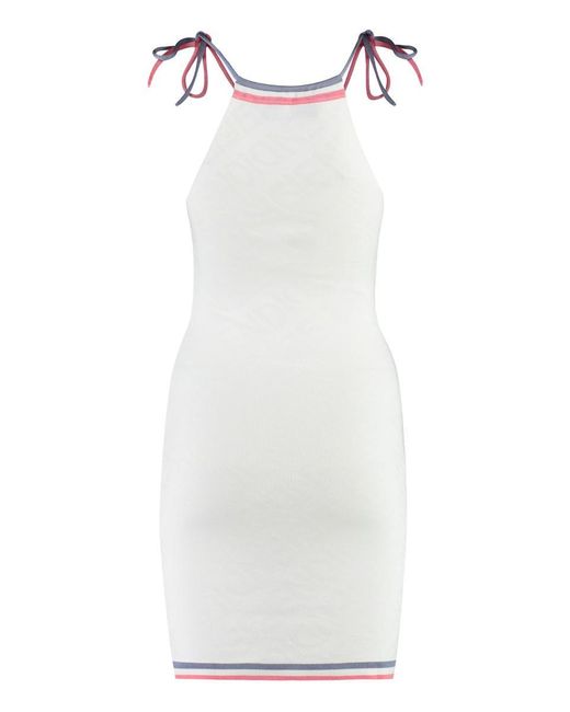 Fendi White Jacquard Knit Mini-dress