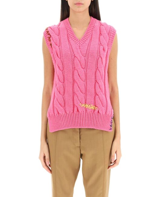 Marni Wool Cable Knit Vest With 