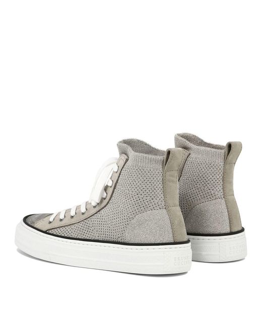 Brunello Cucinelli Gray Knitted Sneakers