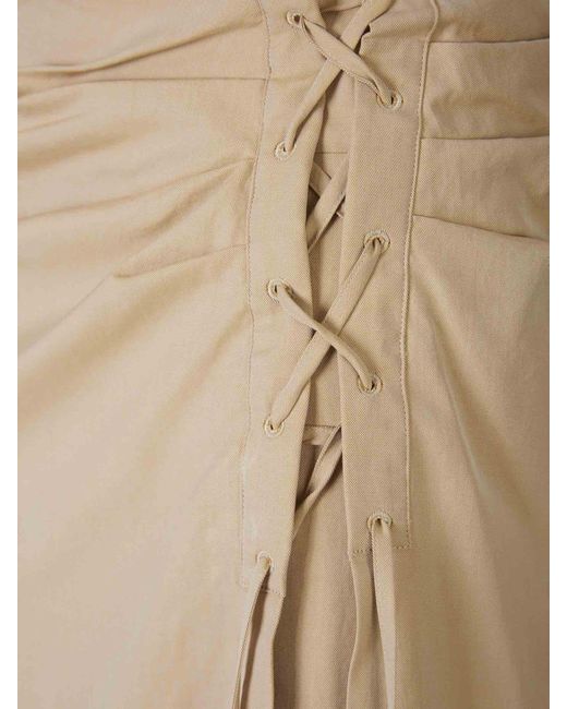 Dries Van Noten Natural Draped Midi Skirt