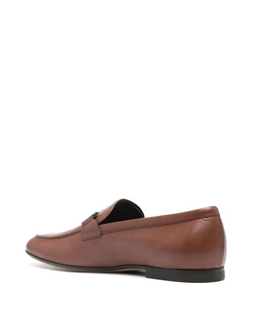 Tod's Brown T Ring Leather Loafers for men