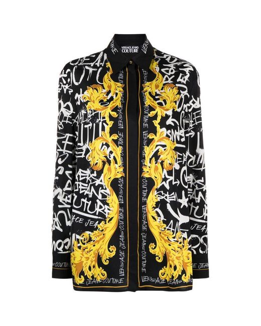 Versace Yellow Logo Couture Print Blouse