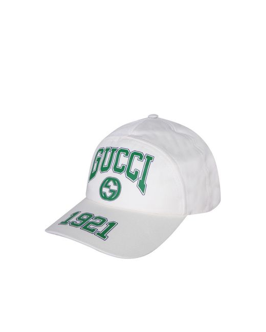 Gucci White College Baseball Cap for men