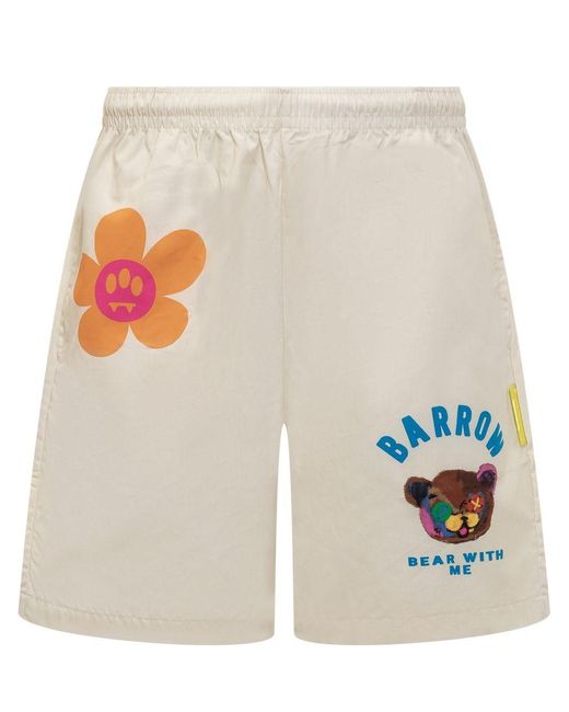 Barrow White All-Over Print Bermuda Shorts for men