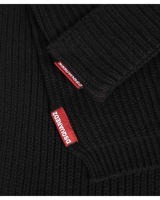 DSquared² Black Scarf And Beanie Set for men